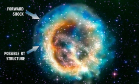 Supernova remnant pictured in false color
