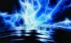 Artist's conception of water transition to warm dense matter