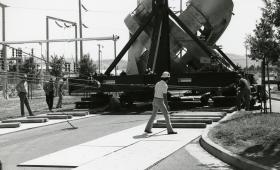 Moving a massive magnet across Laboratory grounds in 1981