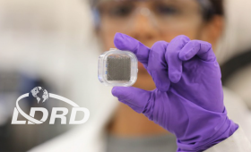 Swetha Chandrasekaran holds 3D-printed graphene aerogel supercapacitor