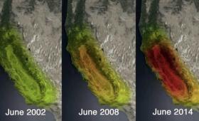 Three drought maps of California