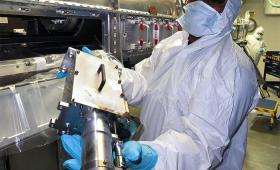 Technician holds a nuclear diagnostic