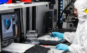 Diagnostics technician assembles a TARDIS x-ray diffraction diagnostic