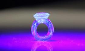Plastic ring illuminated by UV light