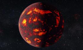 An artist’s rendering of 55 Cancri e, a carbon-rich exoplanet