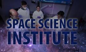 Space Science Institute logo over image of four people at work