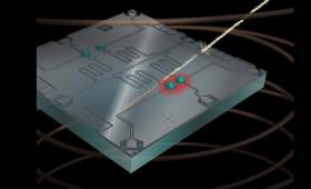 Artist's rendering of a quantum computer chip