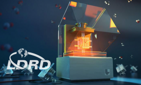 Artist's rendering of 3D print machine creating electrochemical reactor