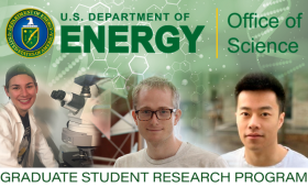 Photos of Morgan Lindback, Ethan Welch and Xiao Kin Lu have earned Department of Energy Office of Science Graduate Student Research (SCGSR) Program awards to perform their doctoral dissertation research at Lawrence Livermore National Laboratory