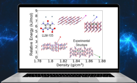 The figure shows the energy ranking, where lower energy means higher stability, as a function of density for the most stable crystal structures generated by the algorithm. 