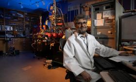 LLNL scientist Xavier Mayali sits in a laboratory