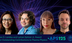 Left to right: Hye-Sook Park (LLNL), George Swadling (LLNL), Anna Grassi and Frederico Fiuza. 
