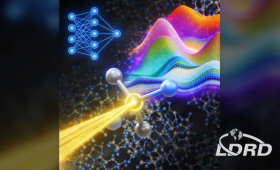 Artwork illustrating a new study combining atomistic simulations, machine learning potential, and data-driven methods to study the chemical speciation of amorphous carbon nitride using X-ray absorption near-edge structure (XANES) spectra. 