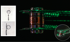 Inertial confinement fusion (ICF) targets have evolved substantially in 50 years. On the left, a ball-on-plate fusion target used for the first experiments in 1974. On the right, a fusion target used today.