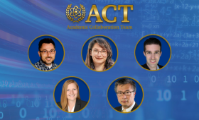 From top left, clockwise: Paul Grabowski, Adriana Sweet, Kevin Quinlan, Ye Zhou and Laura Wendelberger are recipients of the Lab’s FY25 Academic Collaboration Team awards.