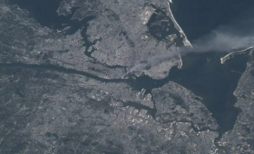 On Sept. 11, 2001, the collapse of the World Trade Center in New York City released a toxic plume, as seen in this photo taken from aboard the International Space Station.