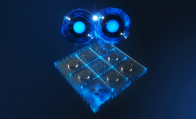 An artist rendering of two water droplets playing a game of tic-tac-toe. 