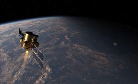 Shown is a rendering of Firefly’s Elytra Dawn vehicle utilizing LLNL’s telescope to perform space domain awareness operations.