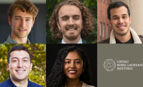 Five LLNL postdocs will participate in the 2025 Lindau Nobel Laureate Meetings. Top row, from left: Caspar Donnison, Nicholas Cross, Ian Colliard. Bottom row: Jonas Kaufman, Vidia Gokool.