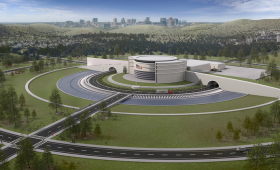 Artist’s rendering of a possible inertial fusion energy power plant. 