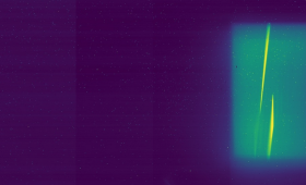 One of the Pandora Observatory’s test images, captured by the near-infrared detector assembly (NIRDA) on January 19, 2026, demonstrates progress toward beginning its groundbreaking mission to study exoplanet atmospheres. The NIRDA disperses the light from the telescope in vertical lines — shown by the yellow streaking in the image — which are then correlated as specific intensities and wavelengths of light.