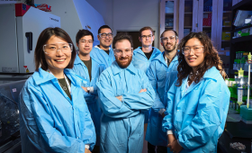 LLNL’s Innovation and Partnerships Office and the rare-earth element biomining research team won an FLC Excellence in Tech Transfer Award for 2026. Shown in their lab are (left to right): Yongqin Jiao, Patrick Diep, Ziye Dong, Jeremy Seidel, Gauthier Deblonde, Dan Park and Christina Kang-Yun. (IPO awardees Yash Vaishnav and Samantha Madru not shown.)