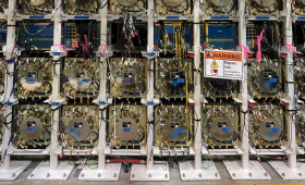 The 220 line-replaceable units delivered to the Nevada National Security Sites (NNSS) will support the Integrated Test Stand in North Las Vegas, where the Advanced Sources and Detection (ASD) teams will operate the injector and two accelerator modules in a scaled version of Scorpius. Middleware hardware, shown in the third row from the bottom, provides communication between the hardware and the control systems. Together, these components help evaluate system performance before installation in the undergroun